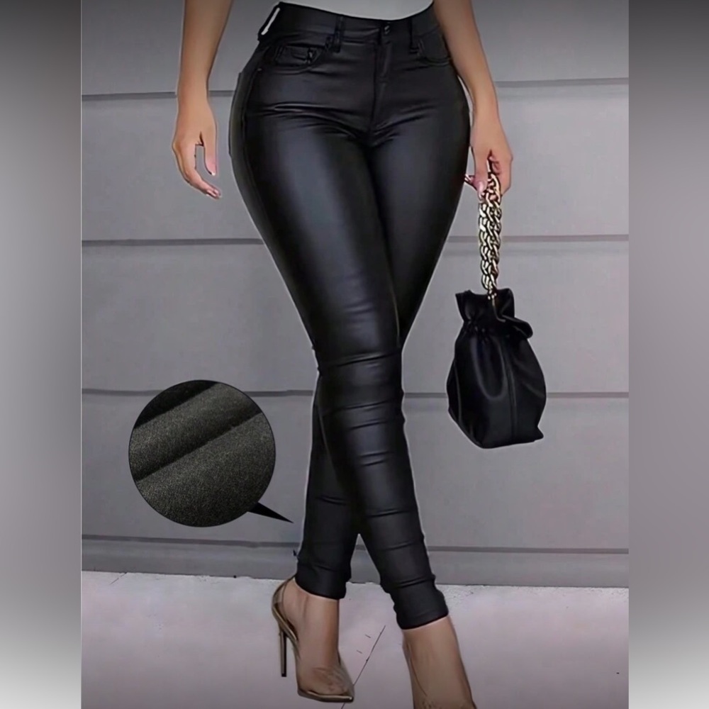 Black Faux Leather Skinny Pants